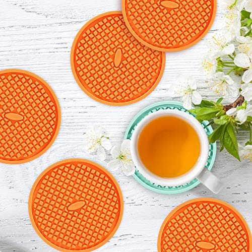 Silicone Coasters [6 Pack] Thickened Drink Coasters with Holder (6 Count)