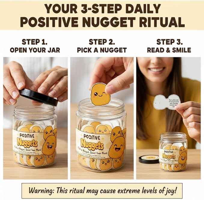 Positive Chicken Nuggets Jar with 60 Affirmation Cards, Emotional Support Chicken Gift, Chicken Nuggets Gifts, Gag Cute Funny for Women, Teens, Men