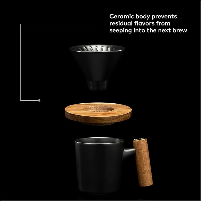 ChefWave Coffee Enthusiast Bundle Set - Single Serve Pour Over Coffee Maker Set w/Coffee Mug, Compatible with No. 2 Filter, V60 Dripper, BPA free, 2 Way Drip Coffee Maker (2 Items)