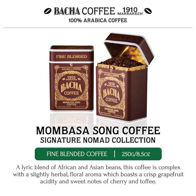 Bacha Coffee | Mombasa Song Fine Blended, Whole Beans, Medium Roast, 100% Arabica Specialty Coffee, 250g Signature Nomad Collection, Gift Box