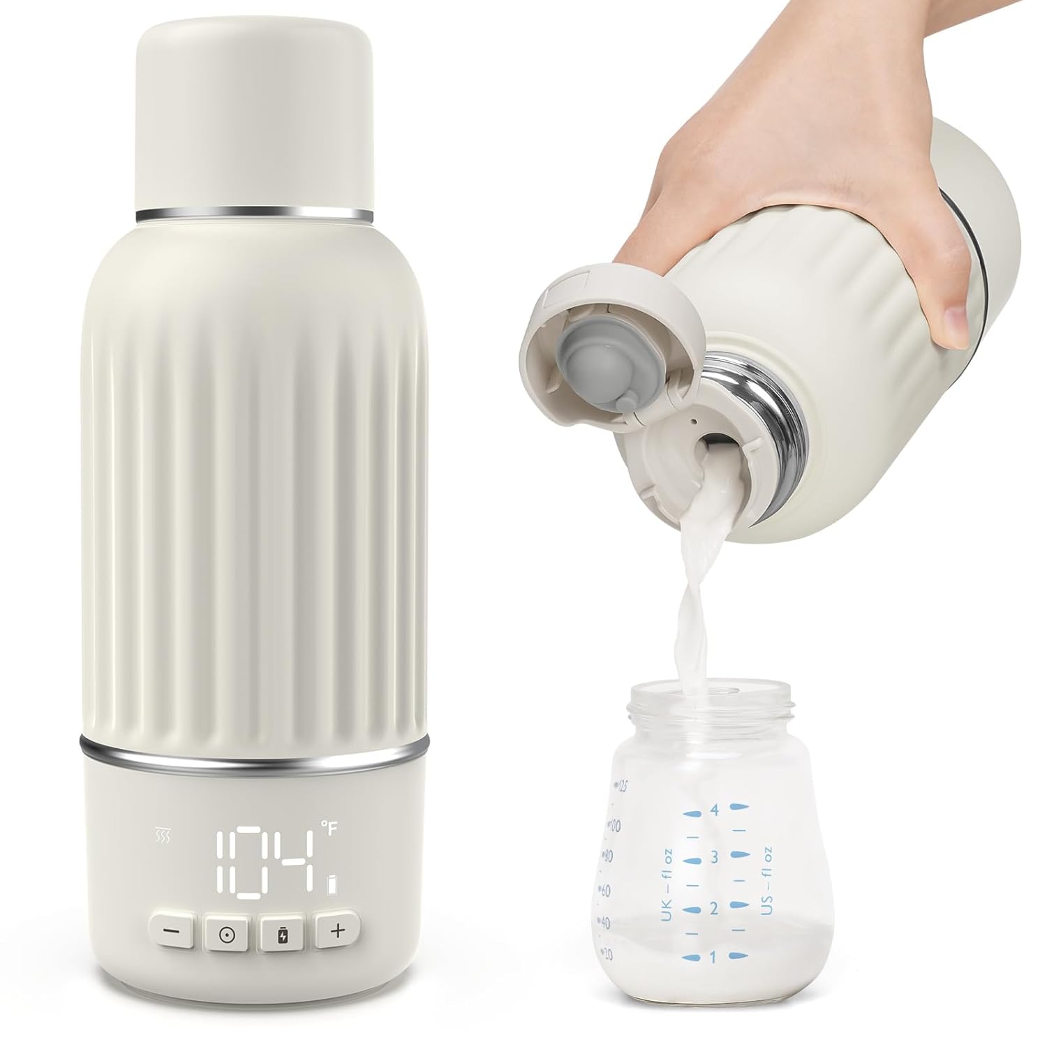 Portable Bottle Warmer for Travel, 2.5 Min Fast Heating for Breast Milk and Formula, Portable Milk Warmer with 10400mAh Long Battery, 17oz Large Capacity, Fast Charging Baby Bottle Warmer - Blissbrew