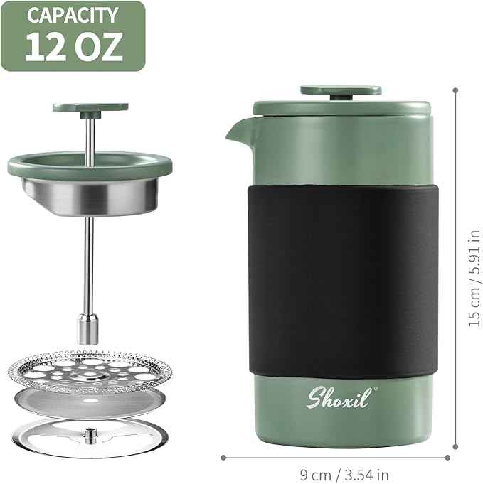 French Press – 350ml Stainless Steel Coffee Press, 2 Cup Cafetiere for Ground Coffee, Portable French Press