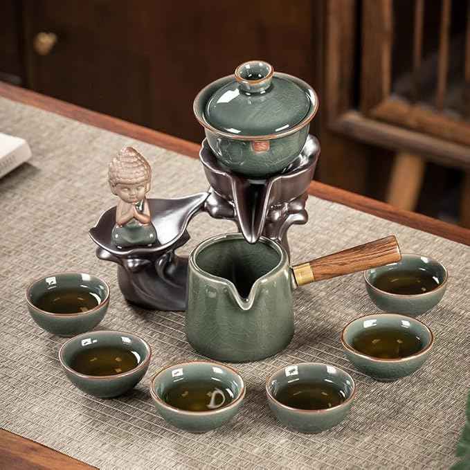 Ceramic Ge Kiln Automatic Tea Set, Easy Brewing Teapot and Cups-suit31