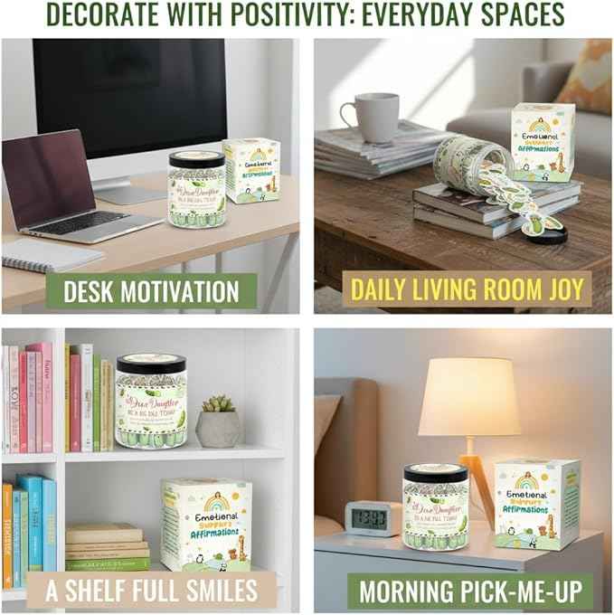 60 Positive Pickle Cards Jar for Daughter with Affirmation Cards, Daughters Birthday Gift Ideas from Mom, Dad, Daughter Gifts, Unique Birthday Gifts for Daughter in Law