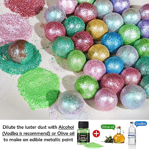 Edible Food Grade Glitter Powder Glimmer Luster Dust Metallic Fancy Food Decorating Sprinkle Glimmery Dust for Drink Wine Beverage Cake Bakery Vegan Allergen
