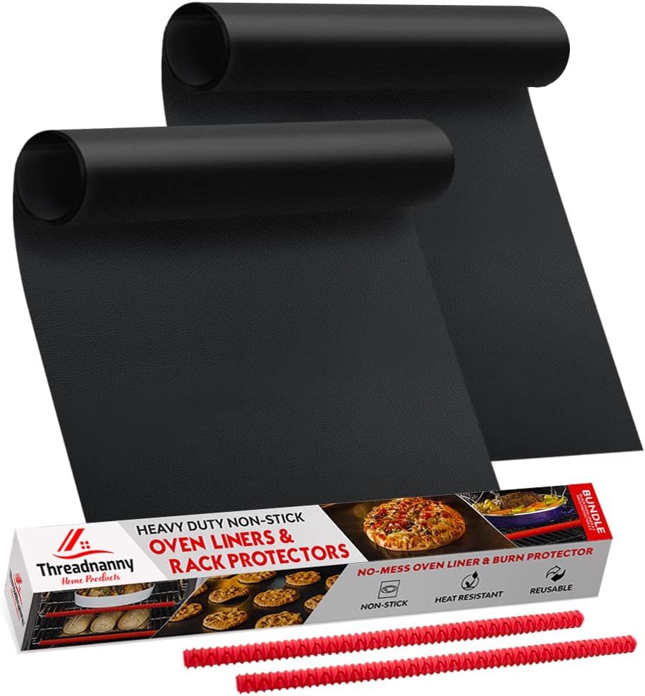 Oven Liners for Bottom of Oven (2-pack) Bundled with Rack Shield Guard (2-pack) - Large Mats for the Bottom (17