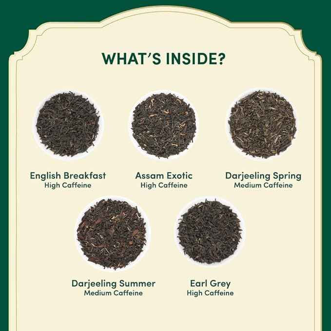 VAHDAM, Assorted Black Tea Bags Sampler (5 Flavors, 20 Ecofriendly Pyramid Tea bags) I Gift Ideas for Women & Men | Assam and Darjeeling Teas | Gluten Free & Non GMO | Gifts for Him/Her