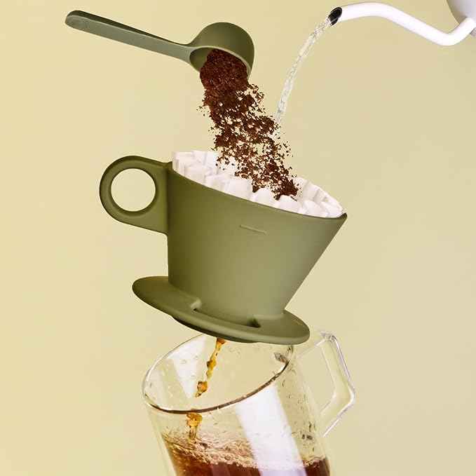 Verve Dwell Dripper Pour Over Coffee Maker Set, Non-Electric Coffee Dripper, Manual Brew Maker (Green)