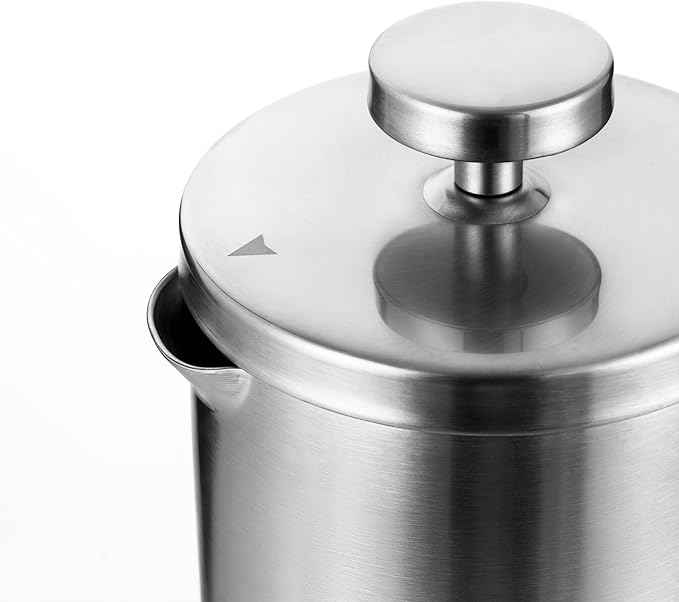 small French Press Coffee Maker 600ml, Double-Wall Insulated French Press Coffee Press Stainless Steel for travel camping, Silicone handle (2-4cup, 20 OZ) silver