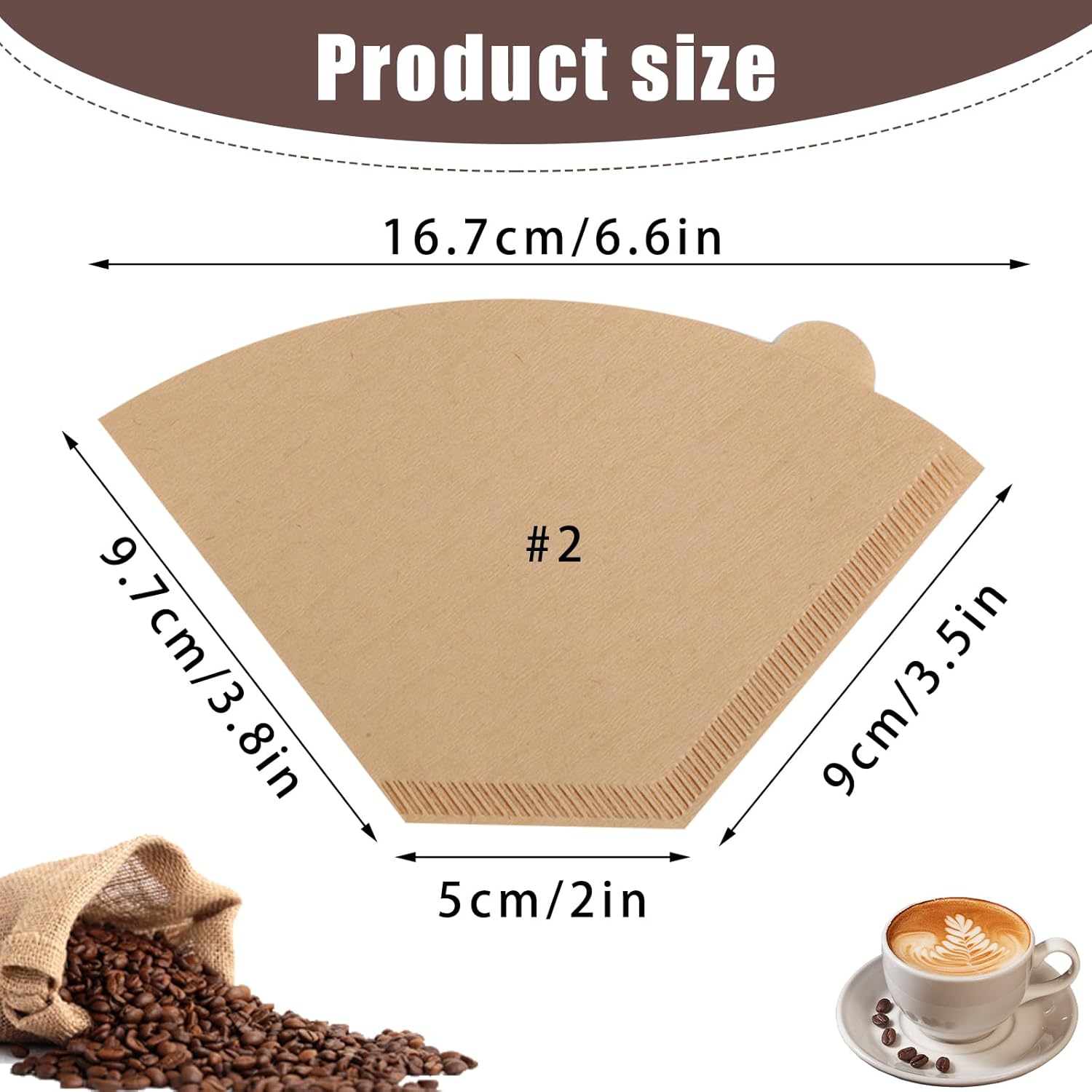 200 Count Coffee Filter #2, 2 Coffee Filters Cone Unbleached Disposable Coffee Filters 2 Cone Paper Fits for Drip and Compatible with Pour Over Coffee Maker(2-6 Cup) - Blissbrew