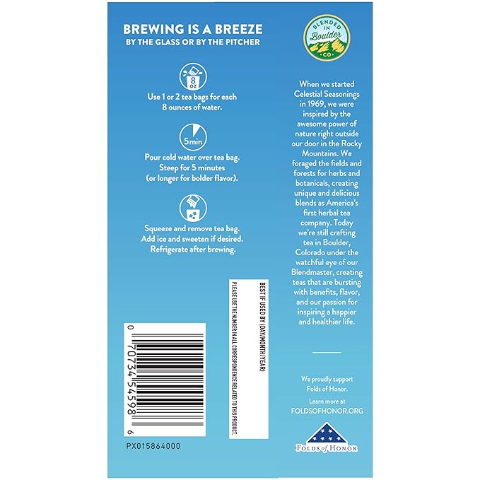 Celestial Seasonings Cold Brew Red White, Blueberry, 18 Count (Pack of 2)