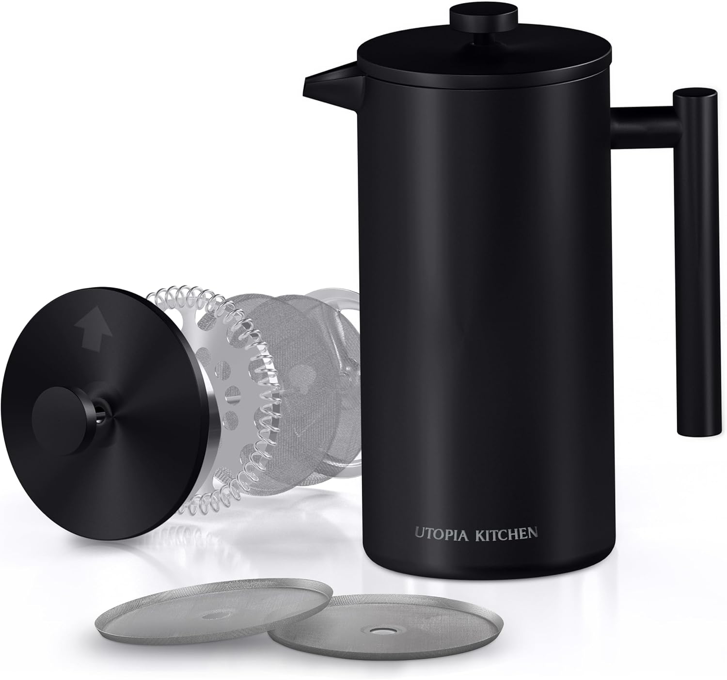 Utopia Kitchen Stainless Steel French Press Coffee Maker 12 Oz, French Press Tea Maker, Cold Brew Portable Travel Coffee Presses, Tea Press Gifts Black - Blissbrew
