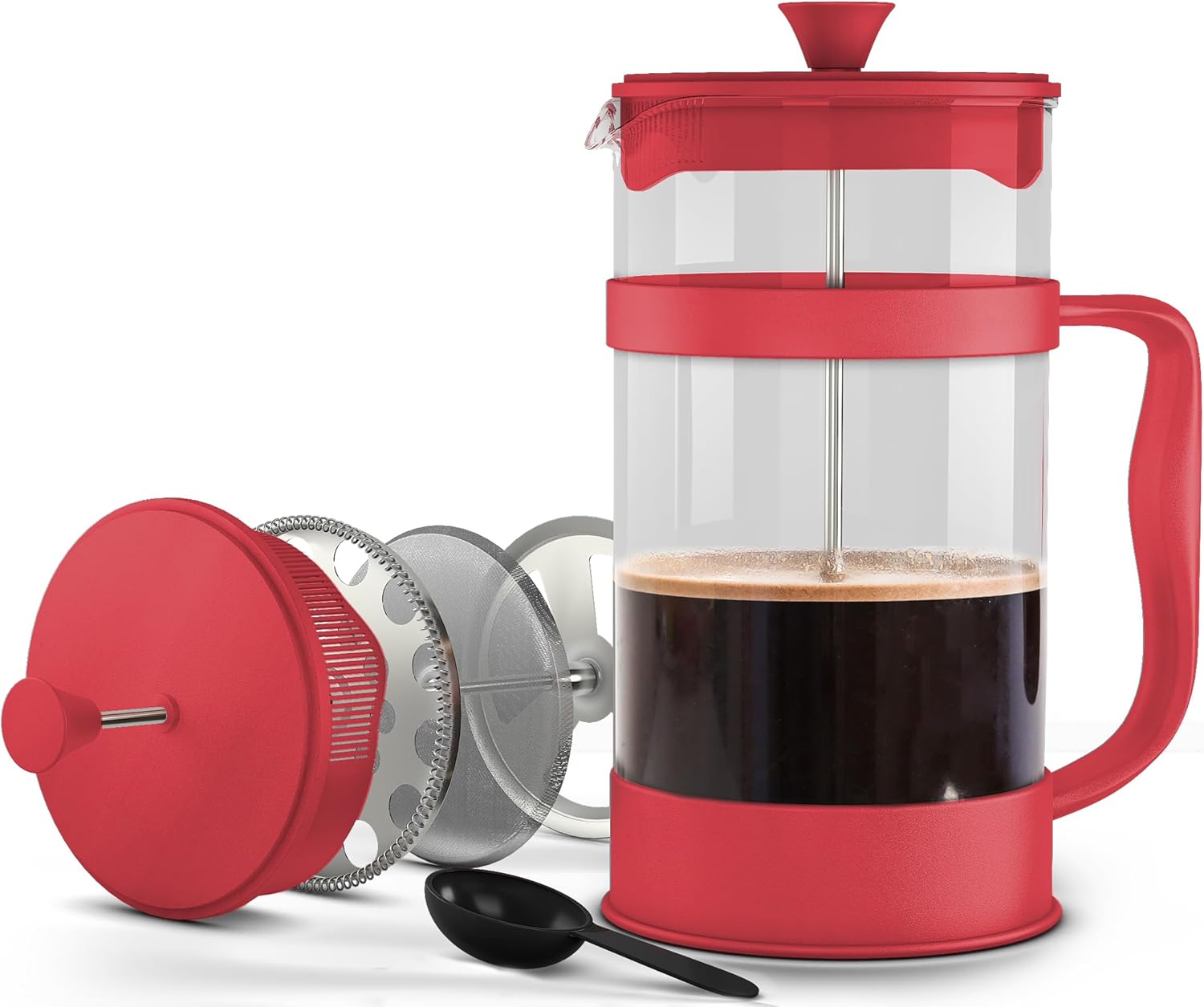 Utopia Kitchen 12 Ounce 0.35 Liter French Press Coffee Maker, Tea Maker, Travel Coffee Presses, Heat Resistant Thickened Borosilicate Coffee Pot for Camping Travel Gifts, Red Pack of 1 - Blissbrew
