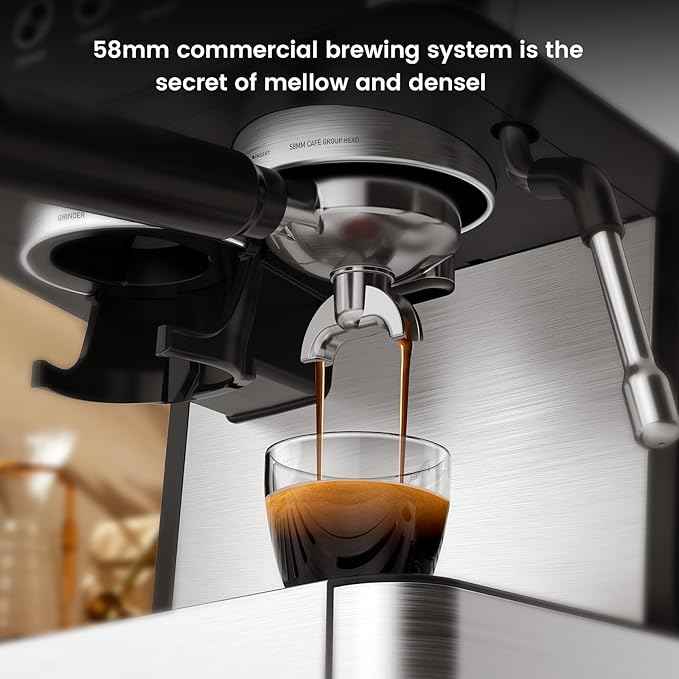 (2026 Upgrade) Espresso Machine with Grinder, Expresso Coffee Machines with Built-in Anti-Clog Coffee Grinder/Milk Steam Wand/Frother, Expresso Machines for Home Perfect Cappuccino & Latte-Gloss Black
