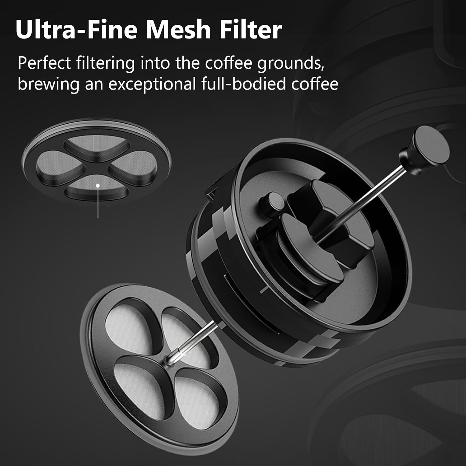 Stainless Steel French Press Coffee Maker, Double Walled Insulated Coffee & Tea Maker with Filter (Matte Black, 32 Ounce) - Blissbrew