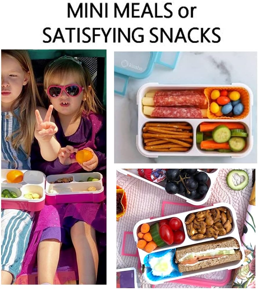 Snack Container - Small Bento Lunch Box for Kids Girls Boys Toddlers | MINI Leak-proof Boxes, Baby Bentobox for Daycare, Portion Containers, BPA-Free Pink and Blue Set of 2 - Blissbrew