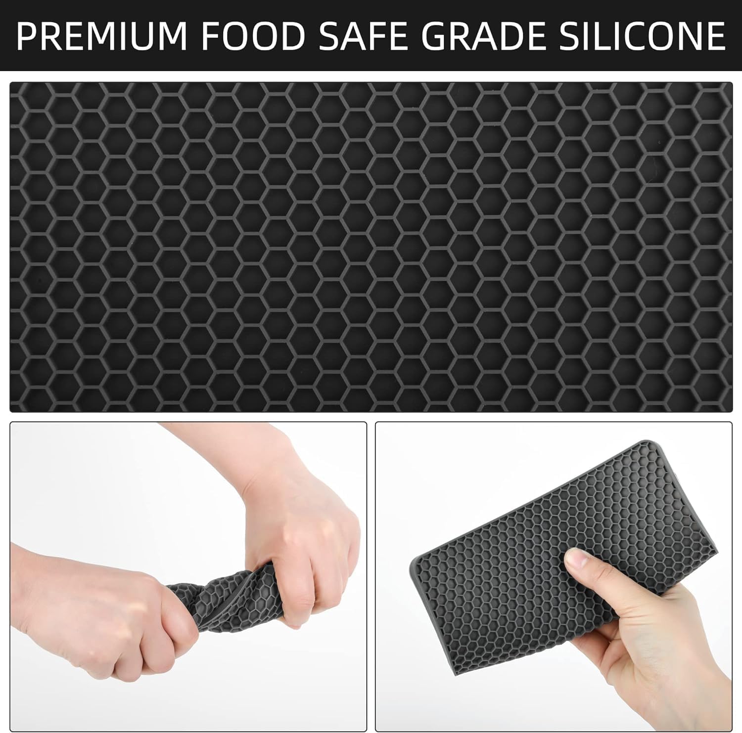 Silicone Trivets Mats, Hot Pads for Pot Holder, Square Trivets for Dishes, Pots and Pans, Multi-Purpose Kitchen Counter Pads, Non-Slip Heat Resistant Mats Set 4 Red