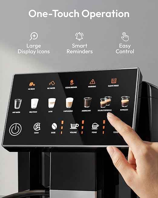 Automatic Espresso Machine, 20 Bar Coffee Maker with Grinder Built in Milk Frother, 15-Grind Settings Fully Automatic Espresso Machine with Touch Screen, Auto Self-Cleaning for Cappuccino & Latte