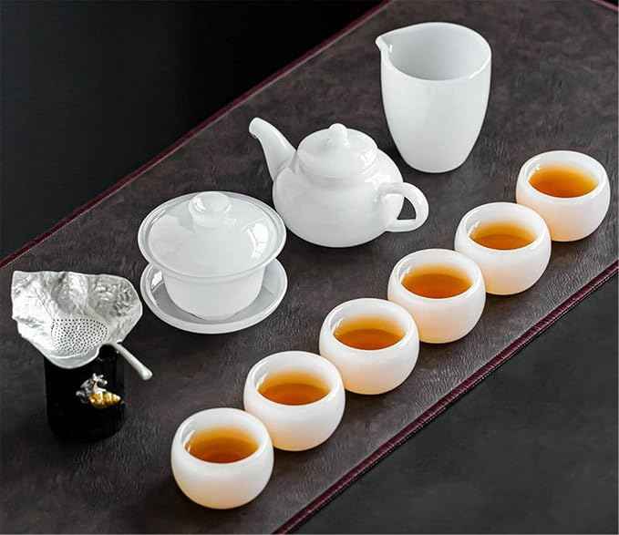 Glass Tea Set with Large Gaiwan and White Porcelain Teapot-suit6