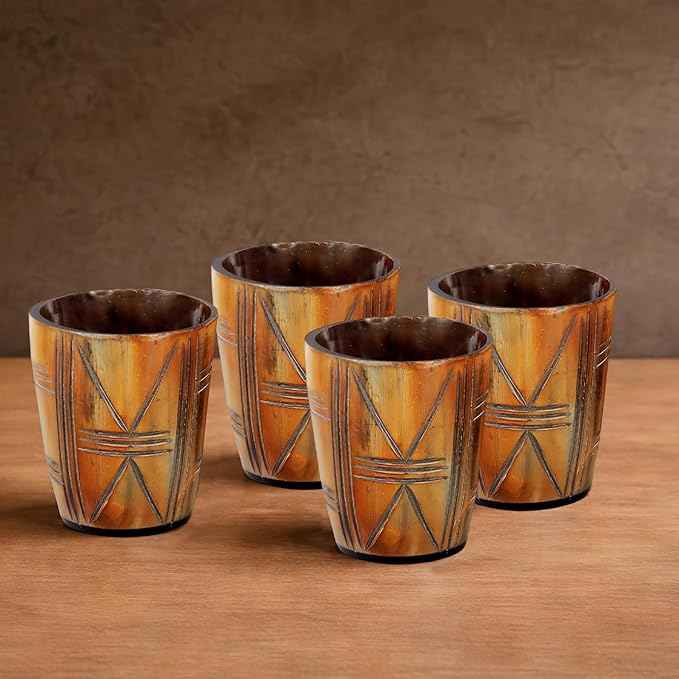 Handicrafts Home Viking Horn Shot Glasses Set of 8, Handmade Natural Ox Horn, Rustic Viking Drinkware Whiskey Shot Cups, Father’s day Gifts, Birthday Gifts for Men, Gifts for Dad, Room Decor for Men