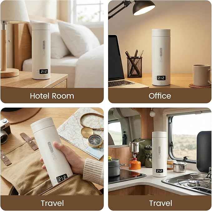 Travel Tea Kettle（120V）, Portable Electric Kettle, 316 Stainless Steel Premium Liner, 4-speed Temperature Adjustment with Auto Shut-off and Boil-Off Protection,White.