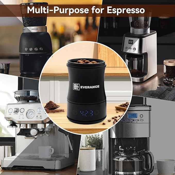 Digital Coffee Scale with Timer - Rechargeable Espresso Scale Precise Pour Over & Drip Coffee Scale, LED Display, Includes Dosing Cup, Black