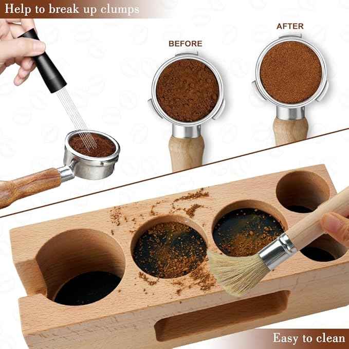 Y-Step 5 Pack Espresso Tamper Set Espresso Accessories Kit, With Espresso Tamper Coffee Distributor, Espresso Stirrer, Espresso Tamping Station, Coffee Clean Brush, Espresso Tools for Coffee Bar, 51mm