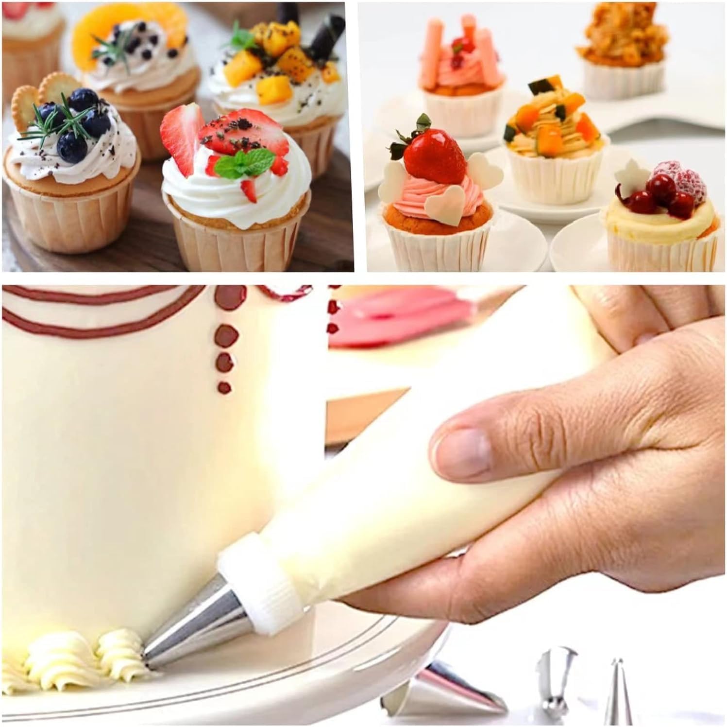25 Inch Extra Large Piping Bags, AMBESTAR 100 Pieces Thick Disposable Anti Burst Icing Bags, Heavy Duty Icing Piping Bags Chocolate Royal Cupcake Cream Frosting Decorating Baking Supplies