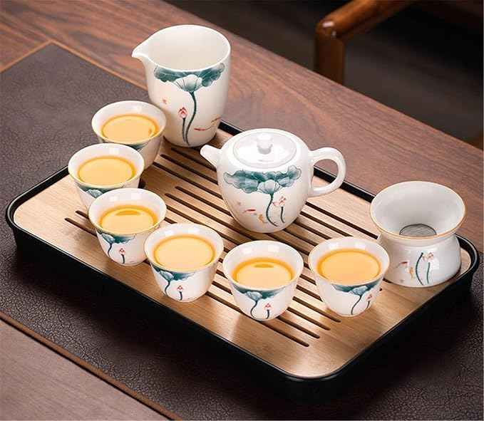 White Jade Porcelain Gongfu Tea Set, Gaiwan with Teacups-suit10