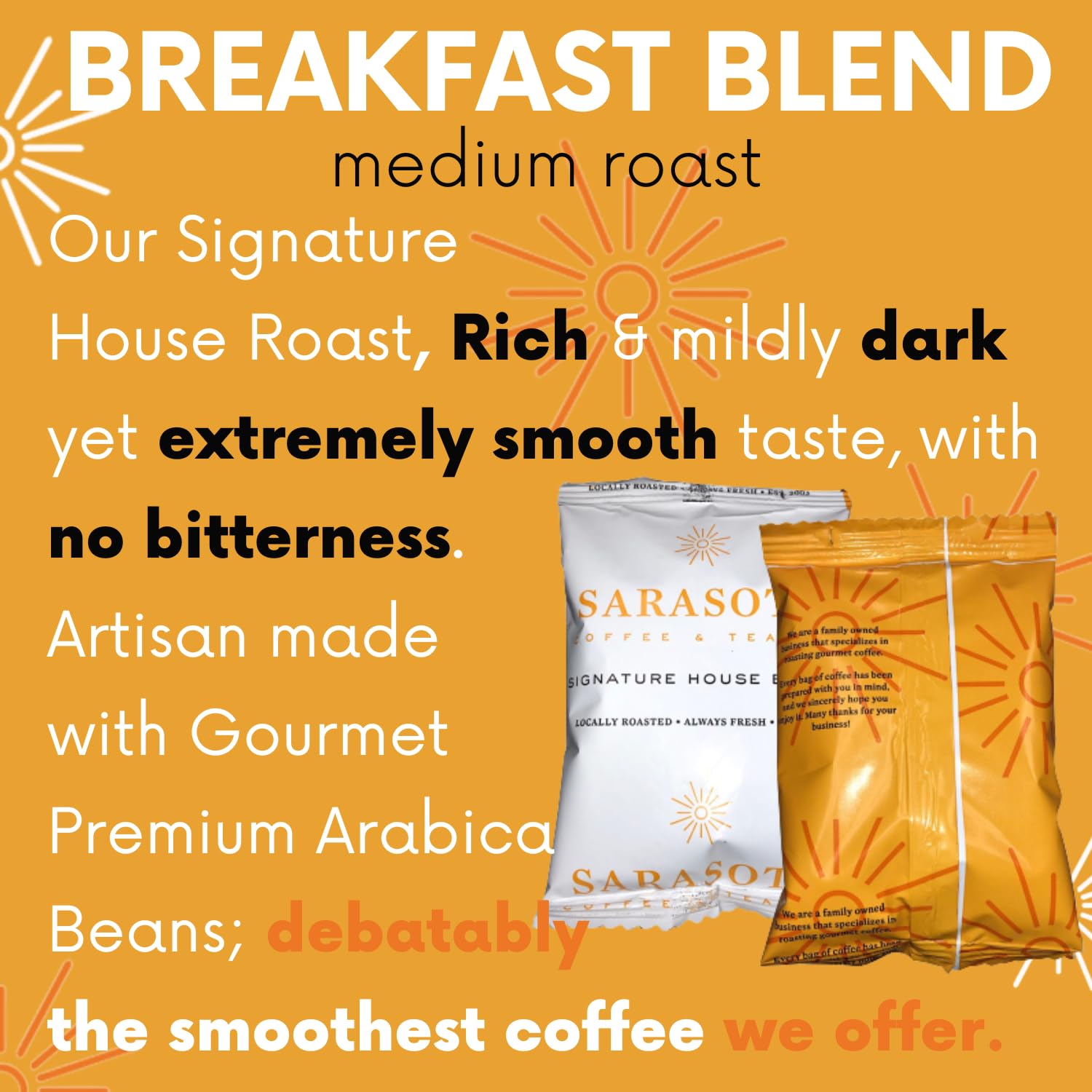 Sarasota Coffee Ground Packets | Gift Set Assorted Variety Sampler Packs | Medium, Colombian, & Dark Roast | Gourmet Low Acid Mold Free Individual Pouches for 12 Cup Coffee Maker | 2 Oz Bags, 12 Count