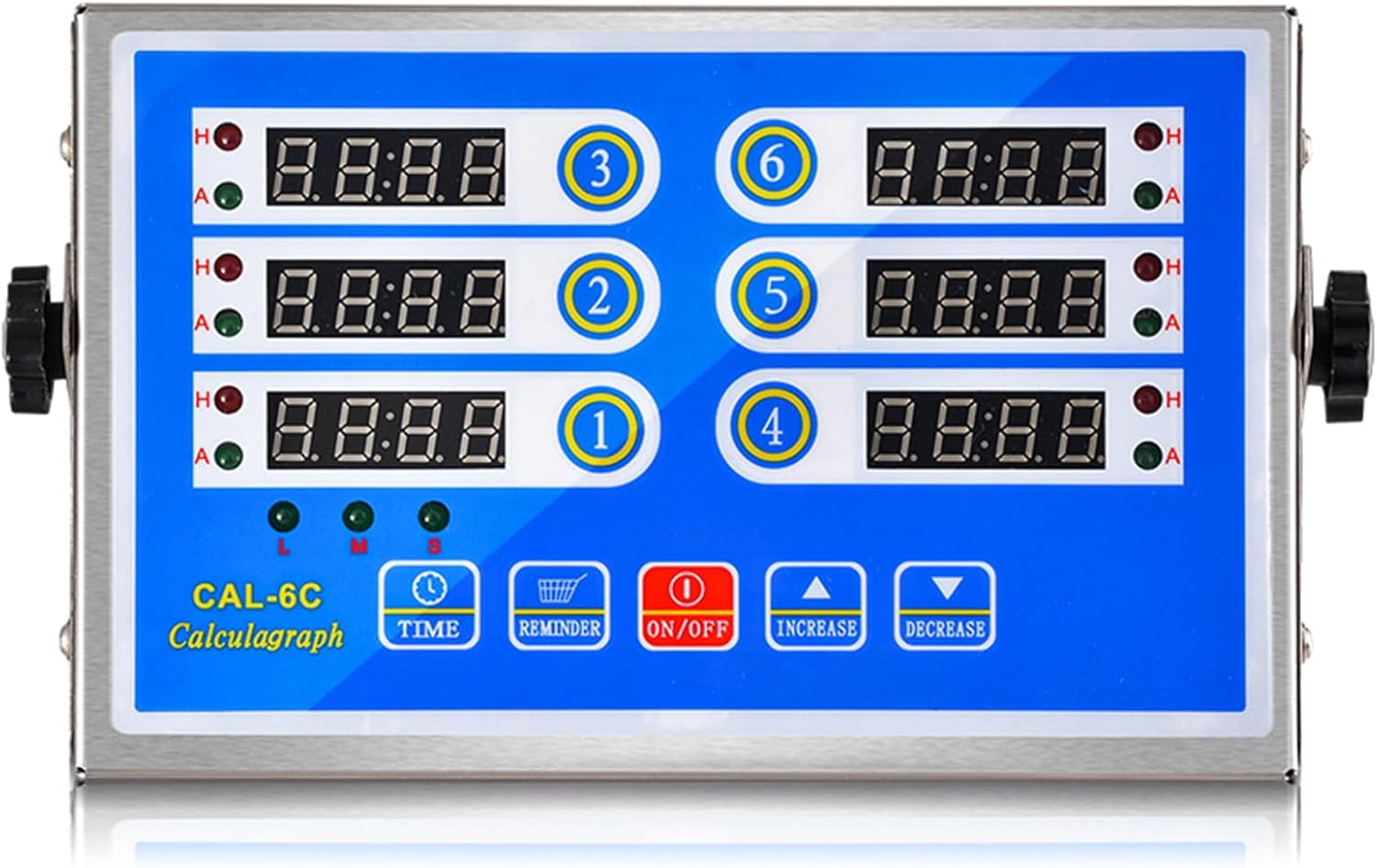 Commercial 6 Channel Kitchen Timer Cooking Countdown with Clear Display Loud Ring Alarm Reminder for Restaurant Multiple Events