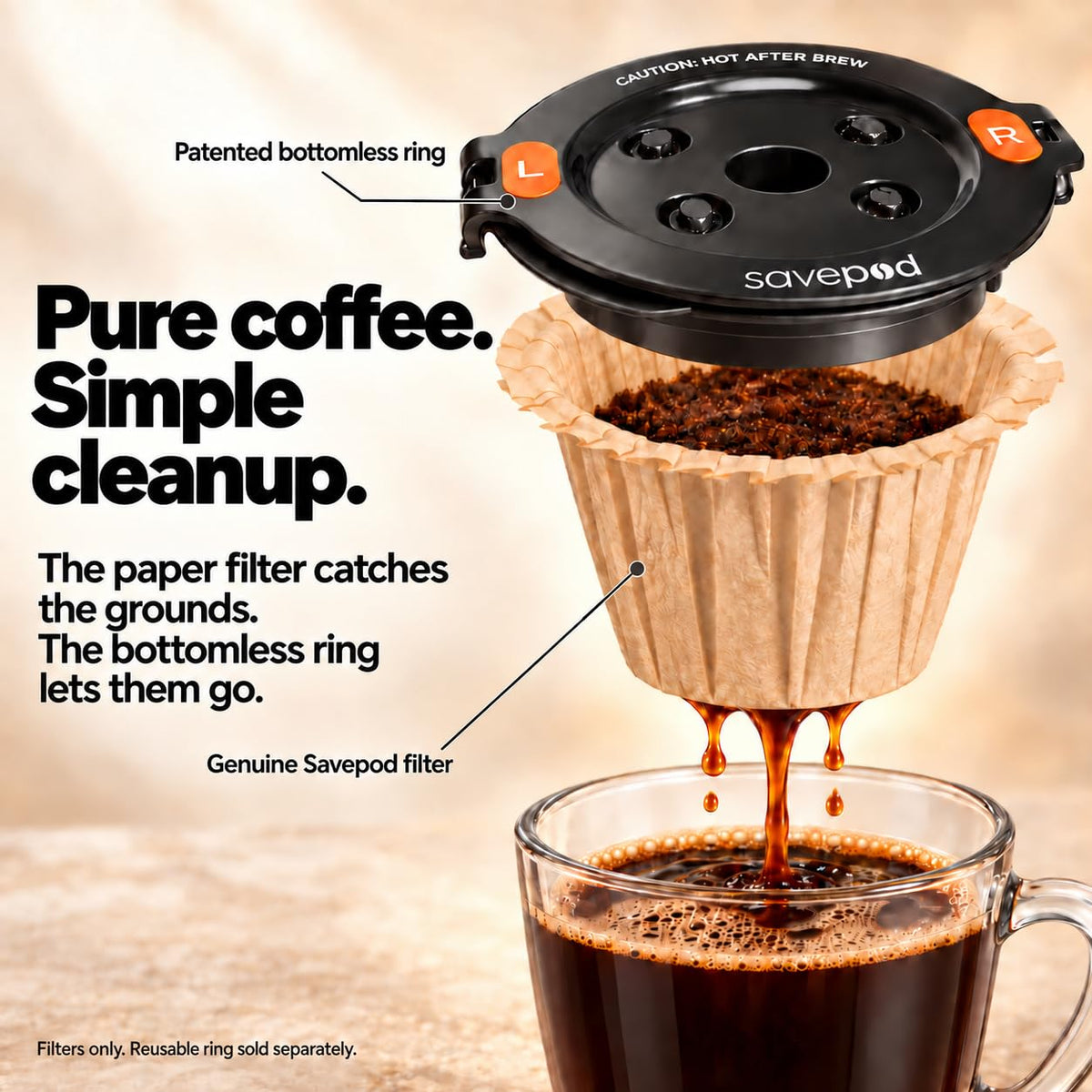 Compostable paper filters for single-serve pods