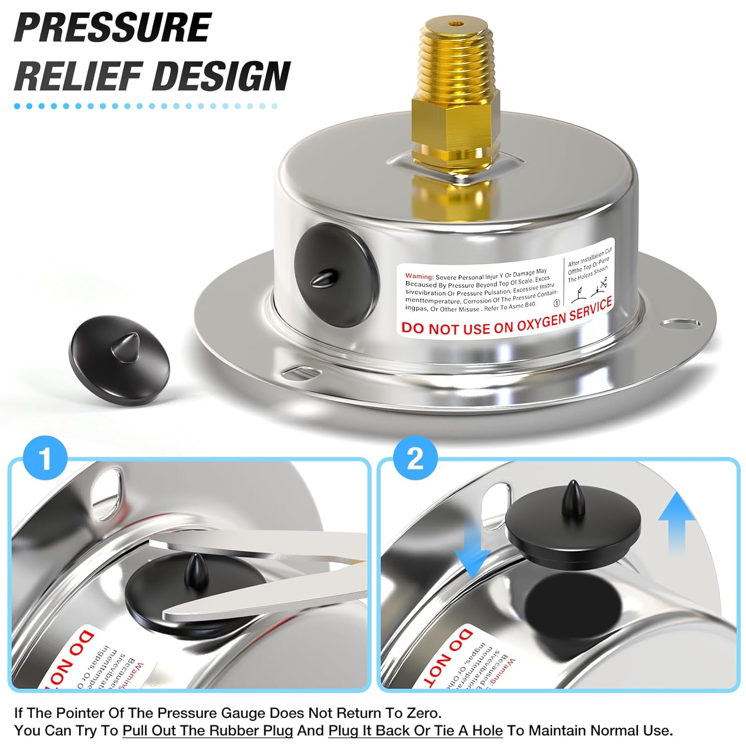 MEANLIN MEASURE 0~10Psi Liquid Filled Pressure Gauge Front Flange Panel Mount, 1/4" NPT 2.5" FACE DIAL Stainless Steel Case with Phillips Screw and Nut, +/-3-2-3%