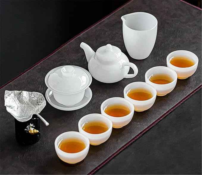 Glass Tea Set with Large Gaiwan and White Porcelain Teapot-suit7