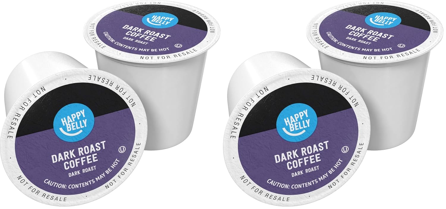 Amazon Brand - Happy Belly Dark Roast Coffee Pods, Compatible with Keurig 2.0 K-Cup Brewers, 24 Count (Pack of 2)