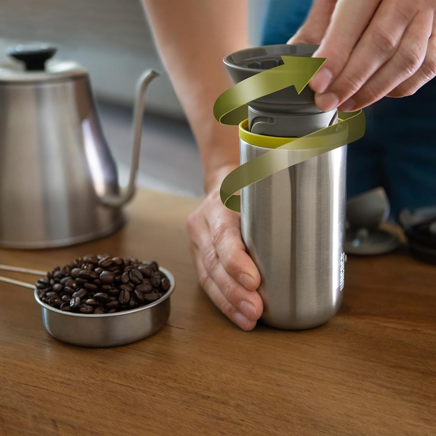 WACACO Cuppamoka Pour-Over Coffee Maker, Portable Drip Coffee Maker with 10 Cone Paper Filters, Manually Operated, Stainless Steel Coffee Brewer, 10 fl oz