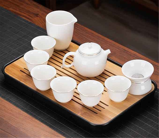 White Jade Porcelain Gongfu Tea Set, Gaiwan with Teacups-suit21