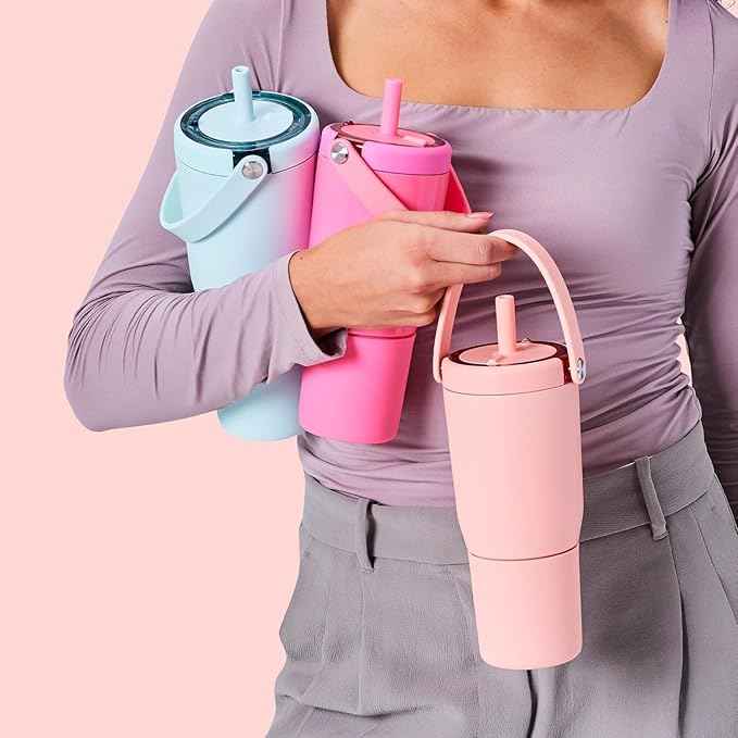 BrüMate Resa 25oz 100% Leakproof Travel Tumbler w/Handle & Straw | Flexible SoftSip Straw | Silicone Sleeve for Durability | Stainless Steel | Cup Holder & Travel Friendly Water Bottle (Java)