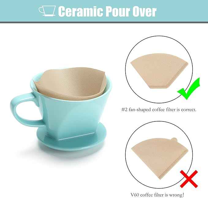 Ceramic Pour Over, Ceramic Coffee Dripper with 3 Holes, Medium Aqua Pour Over Coffee for Café, Dining, shop, Home, Office