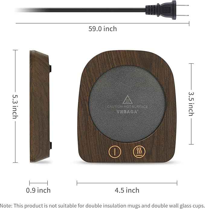 VOBAGA Imitation Wood Grain Coffee Cup Warmer & Mug Warmer for Desk, Electric Coffee Warmer Plate with 3-Temp Settings for Tea, Cocoa, Milk with Auto Shut Off After 4 Hours, Coffee Gifts for Women Men