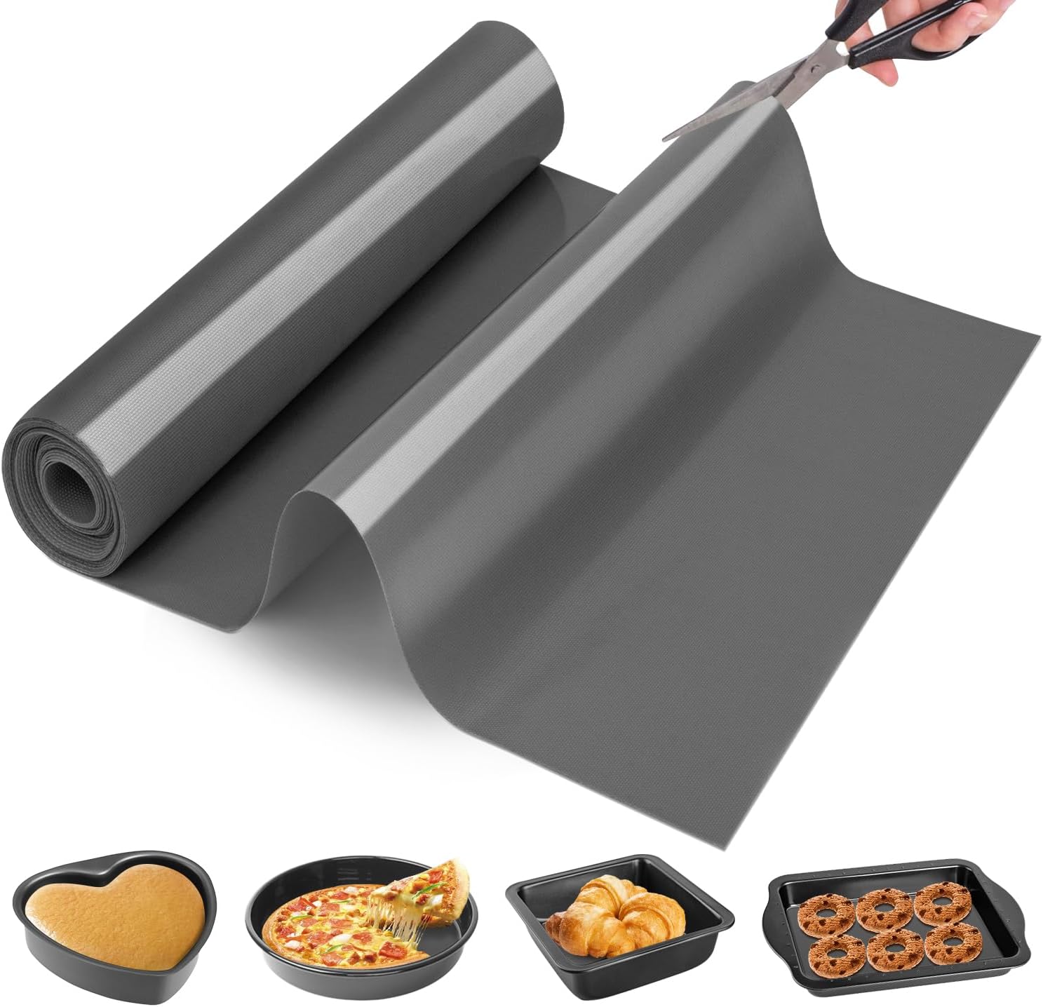 Silicone Baking Mat Roll Pan Liner-Heat Resistant Baking Macaron Bread Mat-Non-stick Pastry Mat-No Slip Reusable Freeze Dryer Mat-Kitchen Counter Mat, Reusable Dough Rolling Mat, Large Silicone Mat