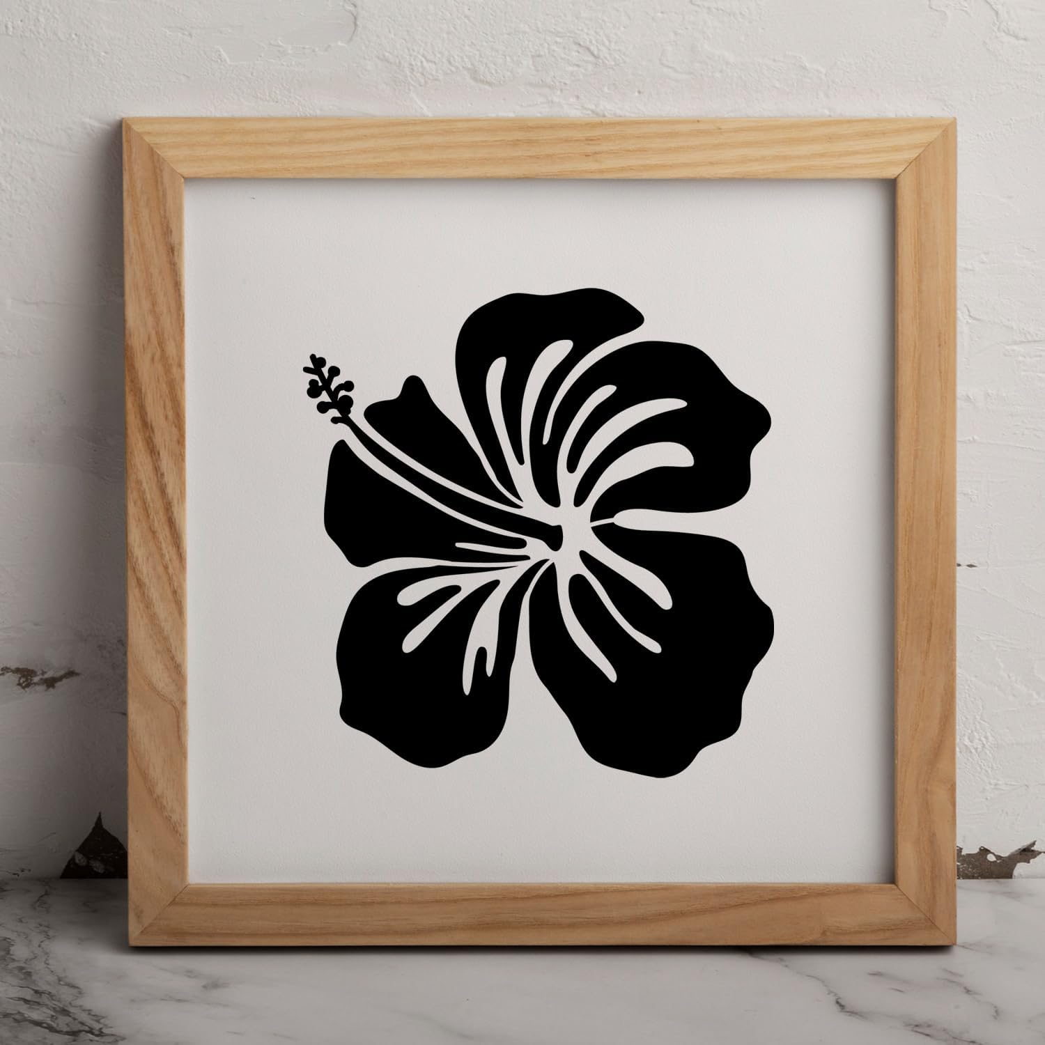MAGJUCHE Hibiscus Stencil 6 Inches, Reusable Spring Flower Stencil for Painting DIY Crafts Decor