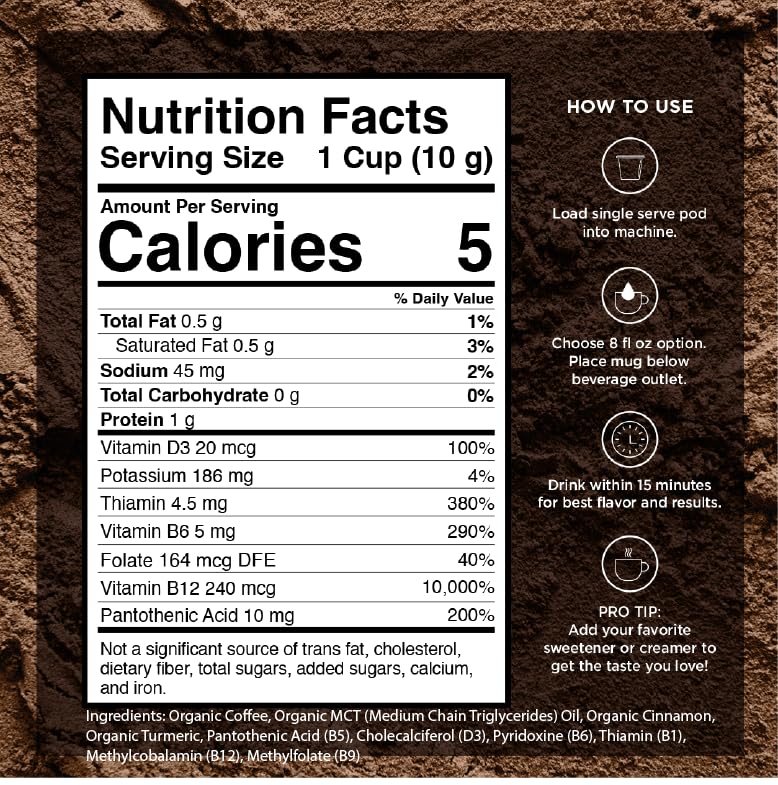 Organic Genius Keto Medium Dark Roast Coffee Pods (24 Count)