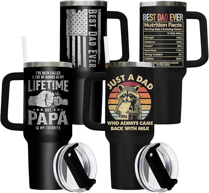 34HD Father Day Gifts for Dad, Funny Dad Tumbler Set of 2 Stainless Steel, Daddy Drinking Cup, Birthday Gifts for Men, Papa