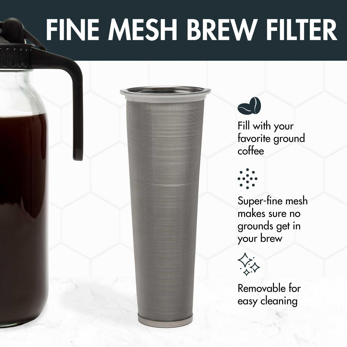 2-quart glass pitcher sized for most fridge doors