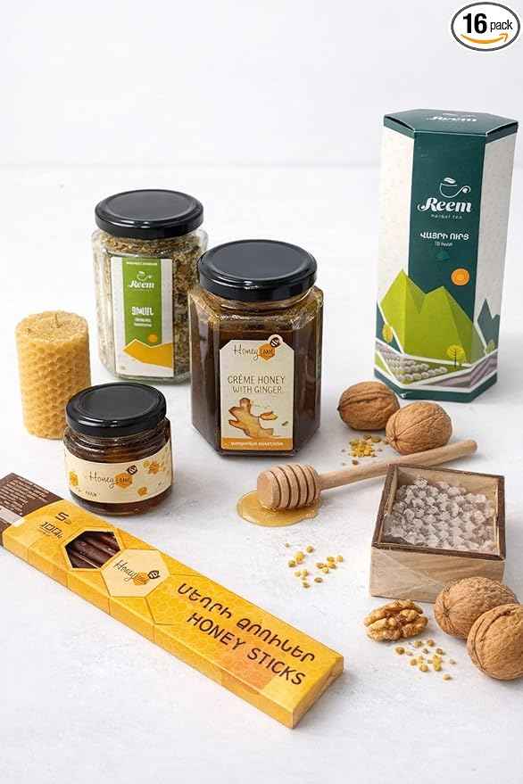 Honey & Tea Gift Set – Pure Natural Honey and Herbal Tea Assortment from Armenia – Traditional Gourmet Gift Box for Holidays, Birthdays & Special Occasions