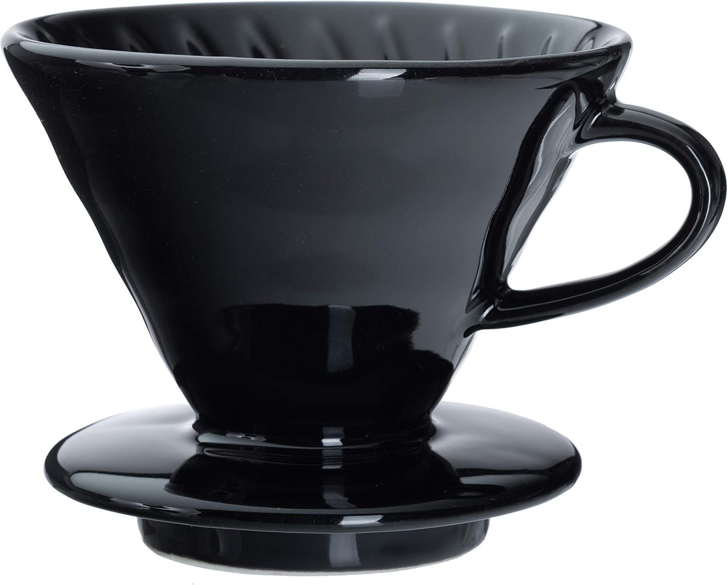 Pour Over Coffee Dripper - Ceramic Slow Brewing Accessories for Home, Cafe, Restaurants - Easy Manual Brew Maker Gift - Strong Flavor Brewer - V01 Paper Cone Filters - Black, 1 Cup