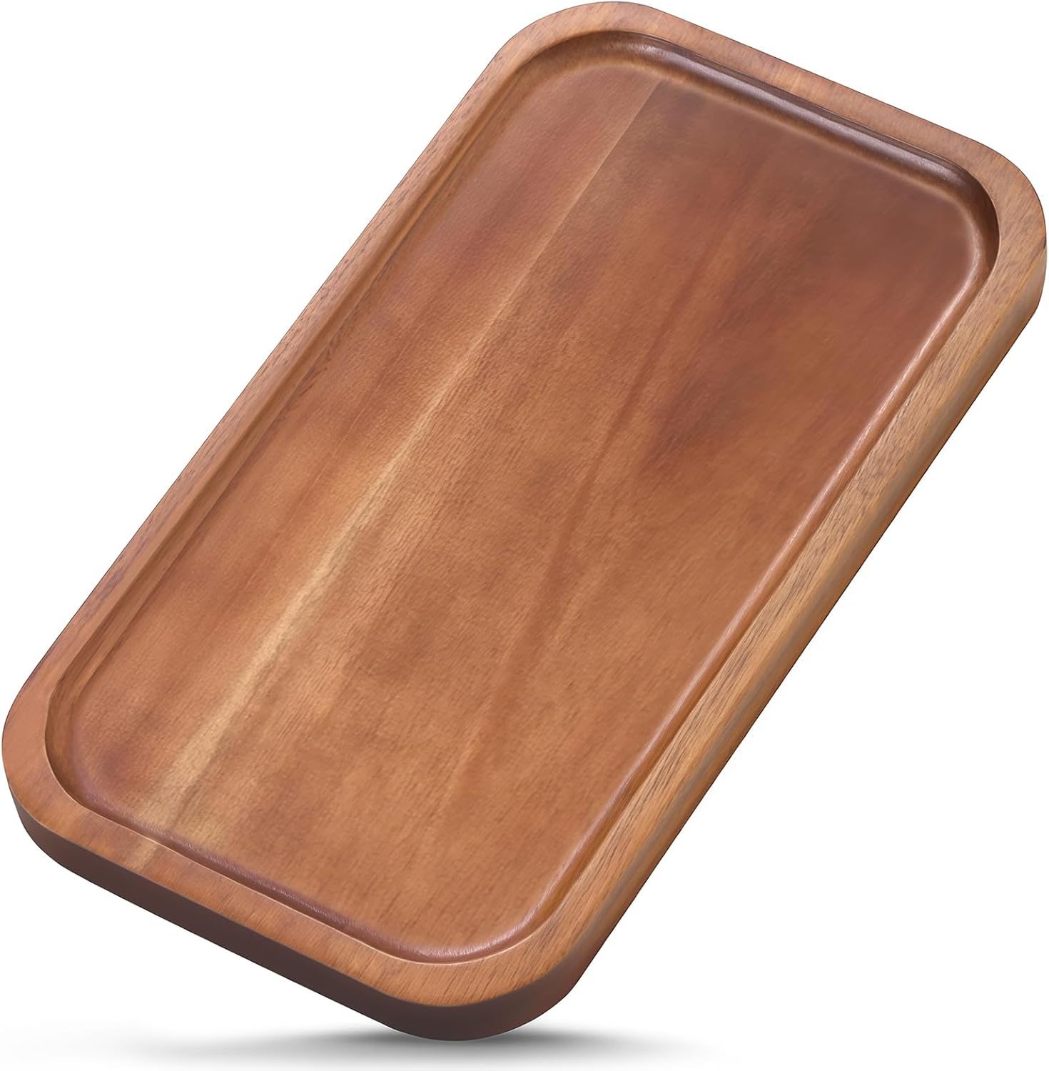 Solid Acacia Wood Serving Trays and Platters - Wooden Mini Charcuterie Boards, Rectangle Small Cheese Board for Food, Bathroom, Home Decor, Kitchen Counter, (10