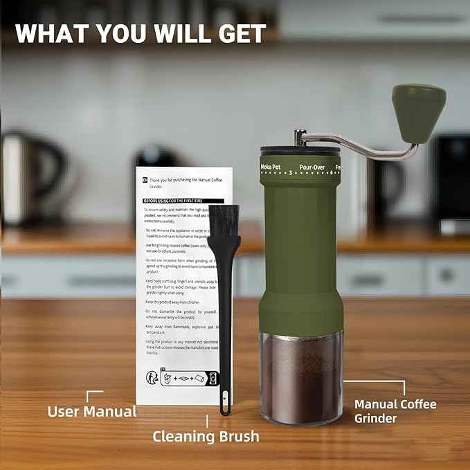 Mini Manual Coffee Grinder – 40 Adjustable Settings, Portable Hand Crank Mill with 30g Capacity, Conical Burr for Espresso, Pour Over, French Press | Perfect for Travel, Camping & Office