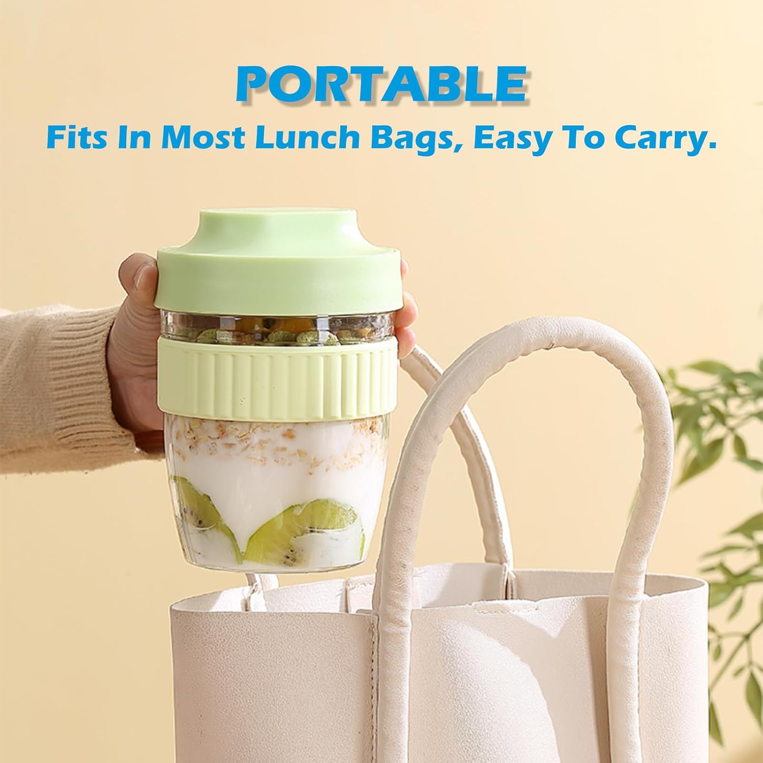 Breakfast On The Go Cups, Overnight Oats Containers With Lid And Folding Spoon, Take And Go Yogurt Cereal Snack Parfait Salad Containers For Lunch, Fruit & Vegetable Jar, 20 oz(Green) - Blissbrew